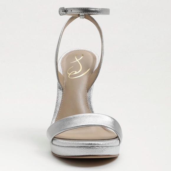 Sam Edelman Jade soft silver leaf ankle strap sandals Sz 10.5 heels new - Picture 3 of 13